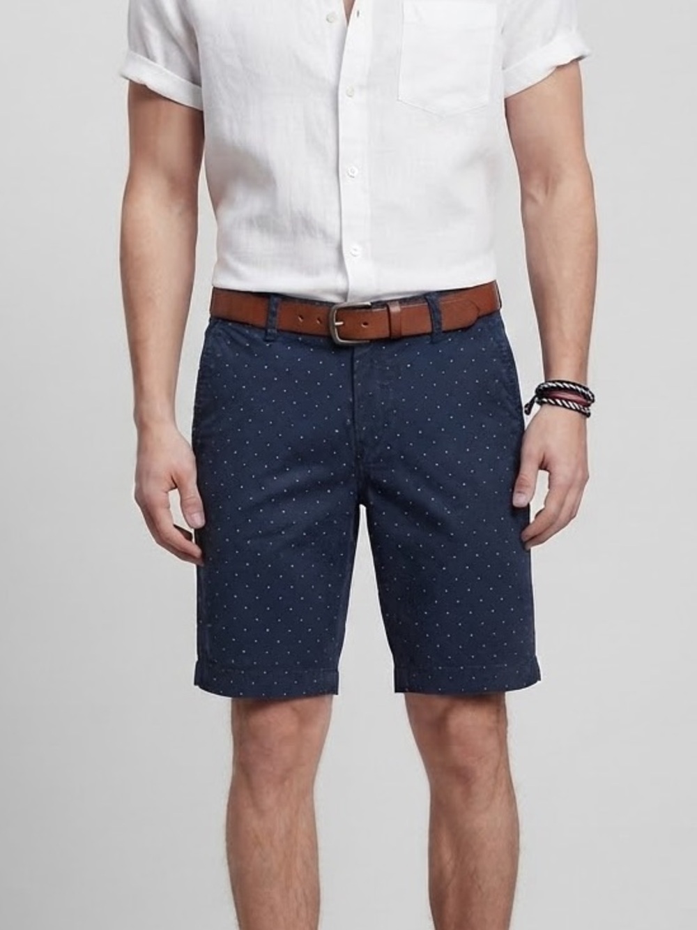 Aeropostale Navy White Geometric Triangle Print Flat Front Chino Shorts Sz 34